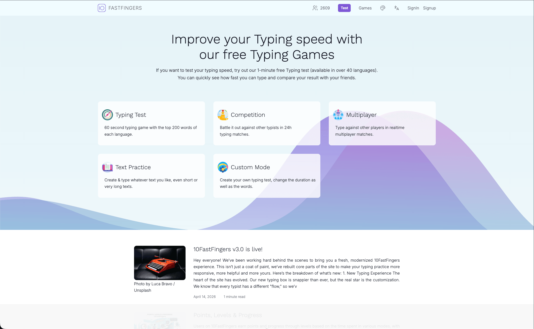 10FastFingers - High-traffic platform for competitive typing